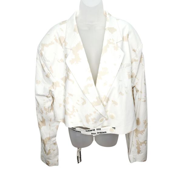 Maison BlancheCream & Tan Bleached Sand Print Cropped Jacket NEW Size 6
